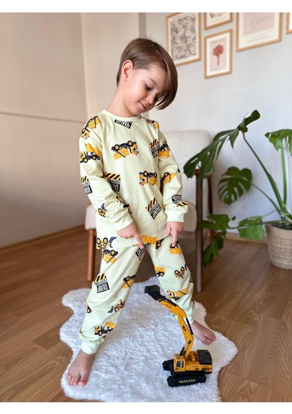 Kepçe Desenli Pijama Takımı Yeşil - 9-10