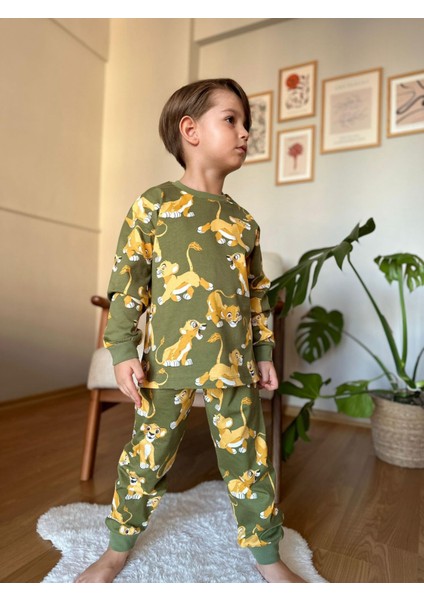 Simba Desenli Erkek Pijama Takımı Yeşil - 9-10