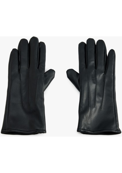 Eldiven Deri Görünümlü Dikiş Detaylı Içi Astarlı