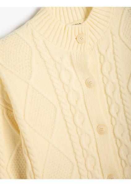 Basic Hırka Dokulu Uzun Kollu Bisiklet Yaka Düğmeli modelleri