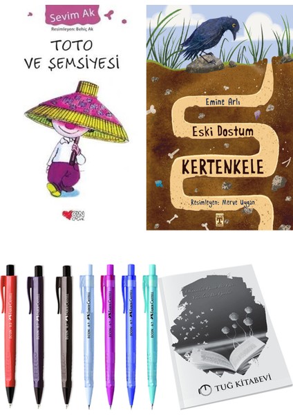 Eski Dostum Kertenkele ve Toto ve Şemsiyesi 2'li Set - Kalem