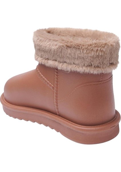 Yuvarlak Burun Kadın Kürklü Kısa Yağmur Botu TABA modelleri