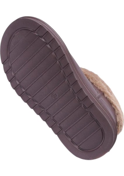 Yuvarlak Burun Kadın Kürklü Kısa Yağmur Botu KAHVERENGİ