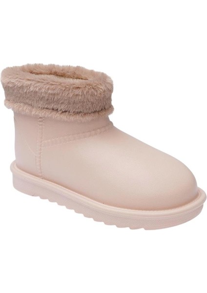 Yuvarlak Burun Kadın Kürklü Kısa Yağmur Botu BEJ fiyatları