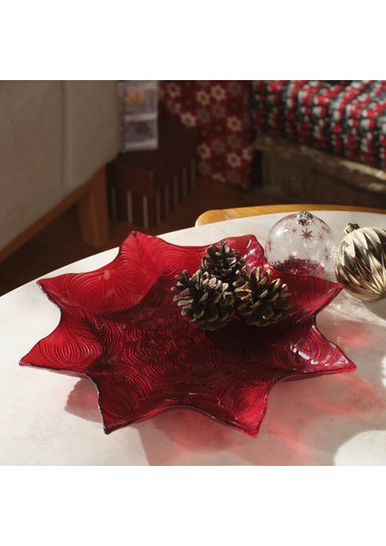 New Year Yılbaşı Angelic Dekoratif Tabak Kırmızı 32 cm fiyatları