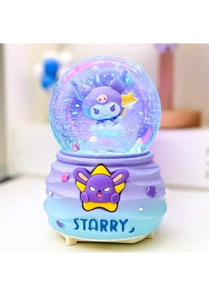Yıldızlı Sanrio Kuromi Orta Boy Işıklı Müzikli Kar Küresi