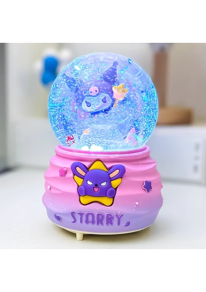 Yıldızlı Sanrio Kuromi Orta Boy Işıklı Müzikli Kar Küresi modelleri