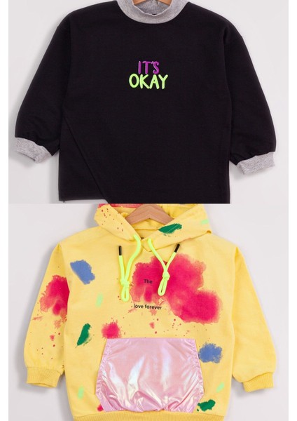 Kız Çocuk 2'li Paket Basic Sweatshirt