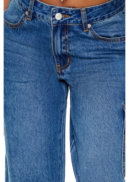 F21 Low-Rise Wide-Leg Kargo Jean Pantolon
