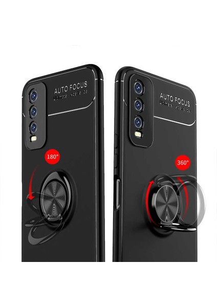 Vivo Y20 Kılıf Ravel Silikon Kapak-Siyah-Kırmızı indirimleri