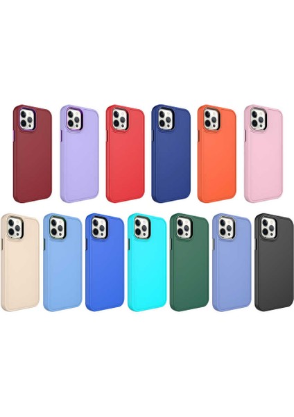 Apple iPhone 12 Pro Max Kılıf Metal Çerçeve ve Buton Tasarımlı Sert Botox Kapak - Pembe Açık
