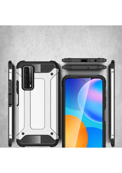 Huawei P Smart 2021 Kılıf Crash Silikon Kapak-Gri