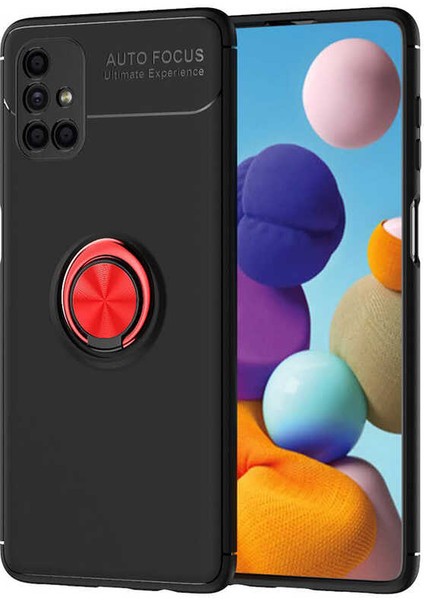 Galaxy M51 Kılıf Ravel Silikon Kapak - Siyah - Kırmızı