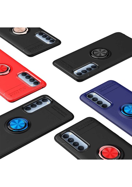 Oppo Reno 4 Pro Kılıf Ravel Silikon Kapak - Siyah - Kırmızı