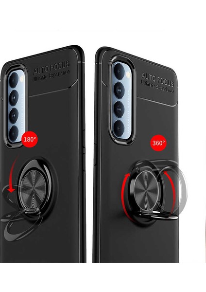 Oppo Reno 4 Pro Kılıf Ravel Silikon Kapak - Siyah - Kırmızı