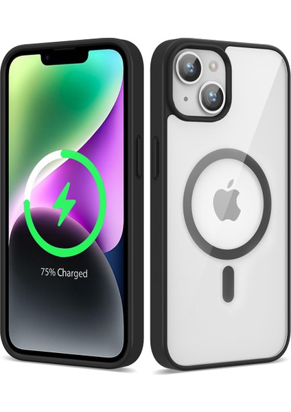 Apple iPhone 13 Kılıf Magsafe Wireless Şarj Özellikli Silikon Ege Kapak-Siyah