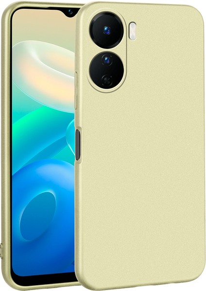 Vivo Y16 Kılıf Zore Premier Silikon Kapak-Gold