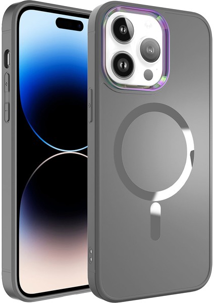 Apple iPhone 14 Pro Max Kılıf Magsafe Wireless Şarj Özellikli Stil Kapak-Siyah