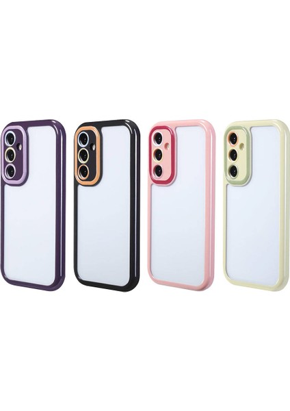 Galaxy S23 Kılıf Kamera Korumalı Renkli Kenar ve Çerçeve Tasarımlı Vitamin Kapak-Mürdüm