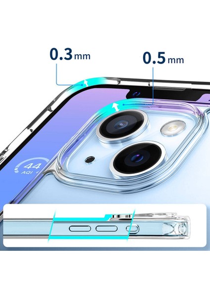 Apple iPhone 15 Plus Kılıf Magsafe Şarj Özellikli Şeffaf Sert Pc Embos Kapak-Renksiz