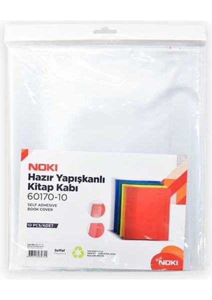 60170-10 Hazır Yapışkanlı Kitap Kabı 10'lu Şeffaf