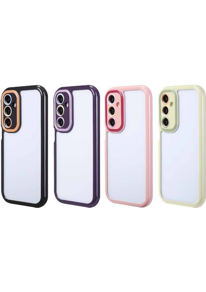 Galaxy A25 Kılıf Kamera Korumalı Renkli Kenar ve Çerçeve Tasarımlı Vitamin Kapak-Mürdüm