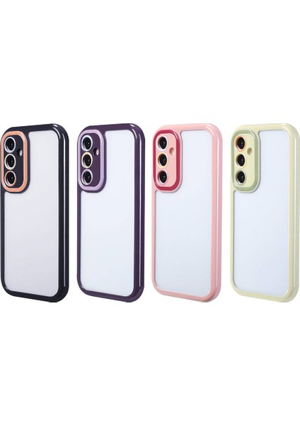 Galaxy A35 Kılıf Kamera Korumalı Renkli Kenar ve Çerçeve Tasarımlı Vitamin Kapak-Siyah