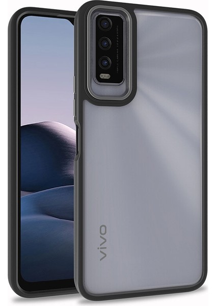 Vivo Y20 Kılıf Flora Kapak-Siyah