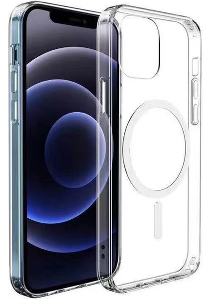 iPhone 11 Uyumlu Magsafe Şarj Özellikli Şeffaf Sert Pc Embos Kapak-Renksiz