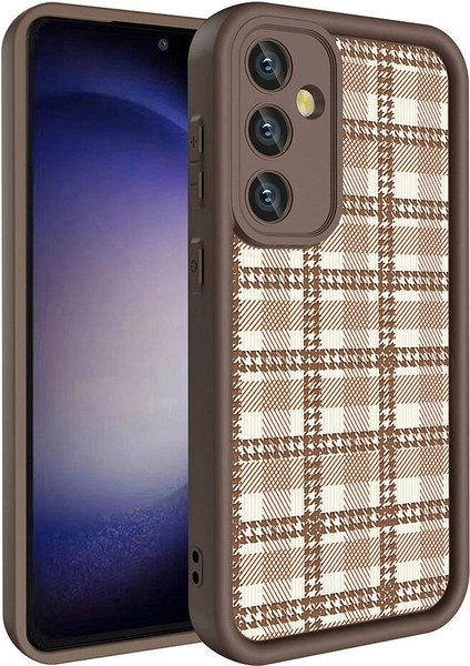 Galaxy A35 Kılıf Kamera Korumalı Baskılı Arka Yüzey Klas Kapak-Açık Kahve