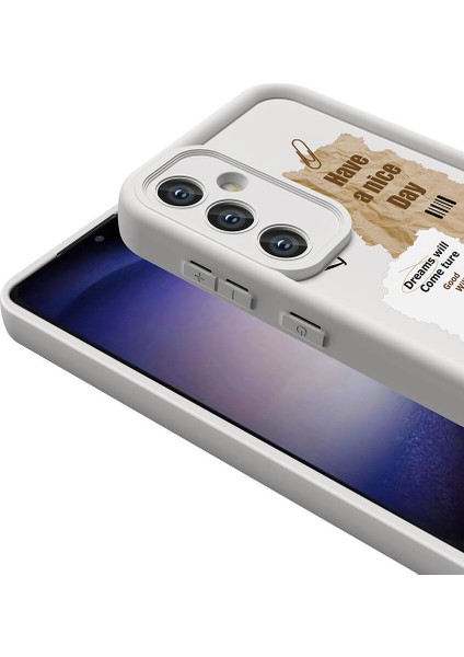 Galaxy A35 Kılıf Kamera Korumalı Baskılı Arka Yüzey Klas Kapak-Açık Kahve