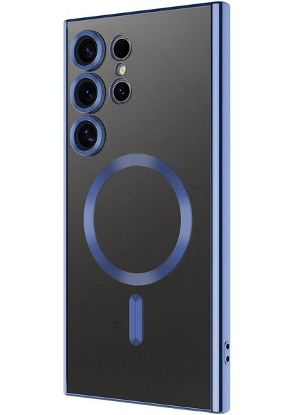 Galaxy S24 Ultra Kılıf Kamera Korumalı Magsafe Wireless Şarj Özellikli Demre Kapak-Lacivert