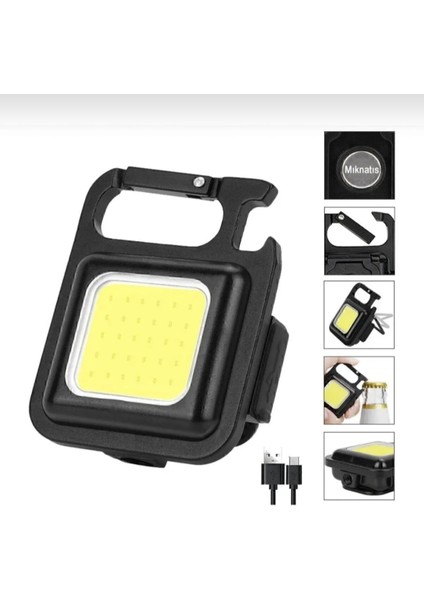Mini LED Anahtarlık El Feneri Flash Mıknatıslı Su Geçirmez Şişe Açaçaklı