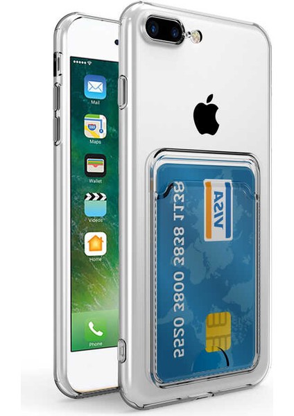 iPhone Se 2020 Uyumlu Kartlıklı Şeffaf Setra Clear Silikon Kapak-Renksiz