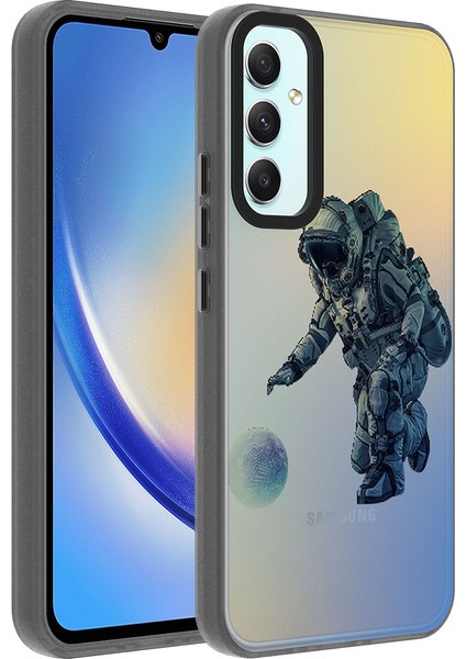 Samsung Galaxy A24 Kılıf Desenli Dragon Sert Kapak - Astronot