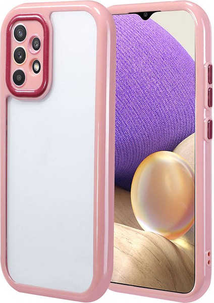 Galaxy A32 4g Kılıf Kamera Korumalı Renkli Kenar ve Çerçeve Tasarımlı Vitamin Kapak-Mürdüm