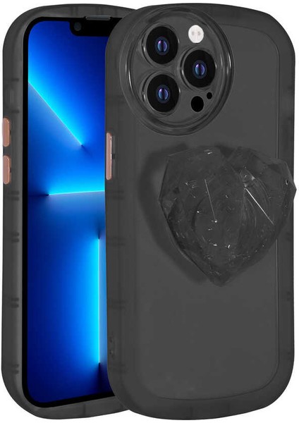 iPhone 12 Pro Max Uyumlu Kamera Korumalı Pop Soketli Renkli Ofro Kapak-Siyah