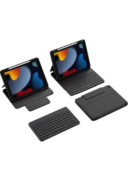 İpad 11 A16 2025 iPad 10.nesil 10.9inç Tablet Uyumlu Çanta Tip Kapaklı Gizli Kalem Koruma Bölmeli Manyetik Bluetoothlu Kablosuz Klavyeli Kılıf