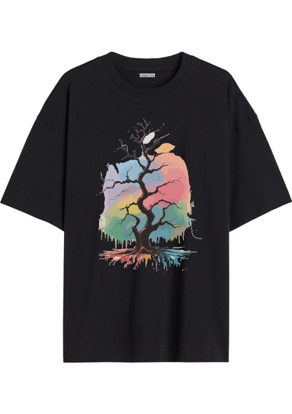Karısık Tshirt Tasarımı Ön Baskılı T-Shirt Bisiklet Yaka Siyah Unisex Tişört KARISIK06