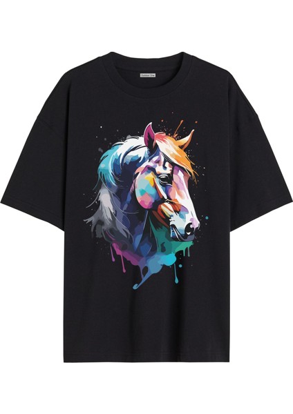 Karısık Tshirt Tasarımı Ön Baskılı T-Shirt Bisiklet Yaka Siyah Unisex Tişört KARISIK38