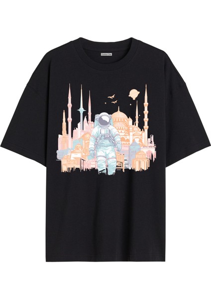 Karısık Tshirt Tasarımı Ön Baskılı T-shirt Bisiklet Yaka Siyah Unisex Tişört Karısık30