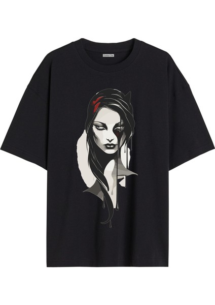 Karısık Tshirt Tasarımı Ön Baskılı T-Shirt Bisiklet Yaka Siyah Unisex Tişört KARISIK10