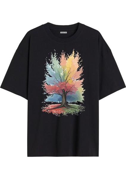 Karısık Tshirt Tasarımı Ön Baskılı T-shirt Bisiklet Yaka Siyah Unisex Tişört Karısık08