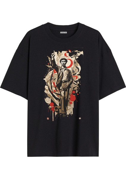 Karısık Tshirt Tasarımı Ön Baskılı T-shirt Bisiklet Yaka Siyah Unisex Tişört Karısık01