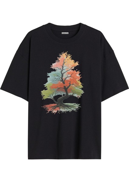 Karısık Tshirt Tasarımı Ön Baskılı T-shirt Bisiklet Yaka Siyah Unisex Tişört Karısık07