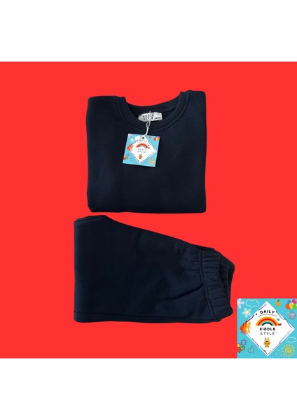 Basic 3 Iplik Şardonlu Unisex Koyu Lacivert Bebek Eşofman Takımı modelleri