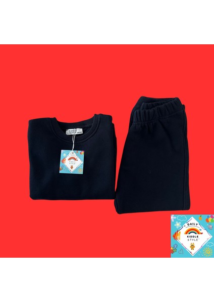 Basic 3 Iplik Şardonlu Unisex Koyu Lacivert Bebek Eşofman Takımı fırsatları