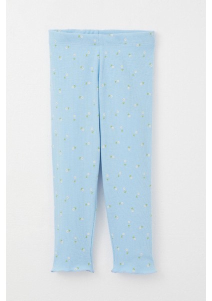 Kız Bebek Pijama Takımı Papatya Desenli 9 Ay-3 Yaş, Açık Mavi