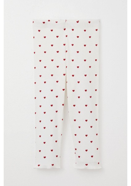 Kız Bebek Pijama Takımı Kalp Desenli 9 Ay-3 Yaş, Ekru