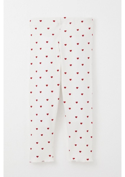 Kız Bebek Pijama Takımı Kalp Desenli 9 Ay-3 Yaş, Ekru